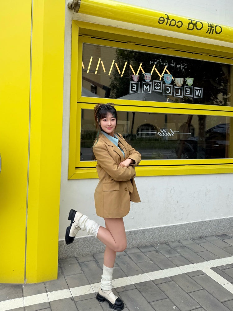 Splendid Lapel Neck Shirt Brown Mini Skirt Vogue 3-Piece Set Long Sleeve Sheath Short Dress AP4017