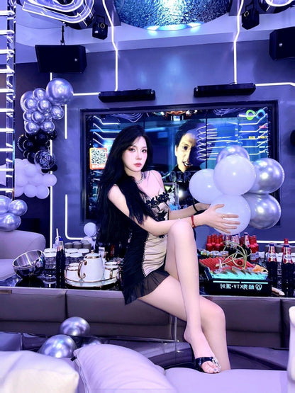 Novelty Spaghetti Strap Floral Ruffles Trim Mini Skirt Sexy Bodycon Birthday Party Short Dress AP4041