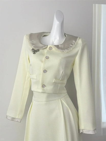 Wonderful 2-Piece Set Long Sleeve Maxi Dresses French Inspired Office Outfit Square Neck A-Line Long Dress AP4079