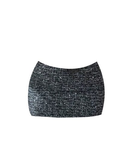 Classical Long Sleeve Sheath Sequins Accent Mini Skirt Refined 2-Piece Set Jewel Neck Short Dress AP4092