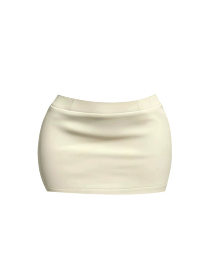 Simple Sheath 2-Piece Set Party Outfit Mini Skirt Charming Strapless Cinched-Waist Short Dress AP4111