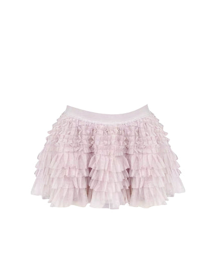 Adorable 2-Piece Set A-Line Ruffles Trim Mini Skirt Romantic Strapless Tiered Tulle Short Dress AP4116