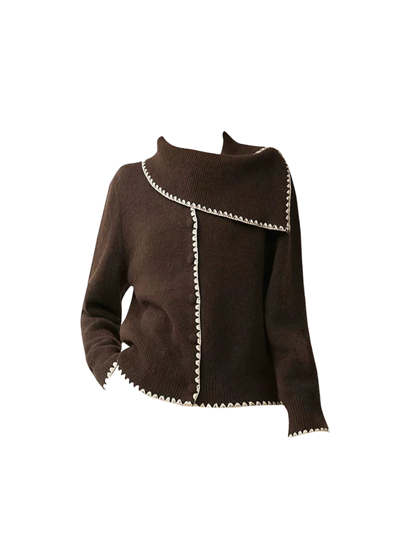 Ornate Asymmetric Neck 2-Piece Set Mini Skirt Vintage Ribbed Long Sleeve Sweater Bodycon Short Dress AP4154