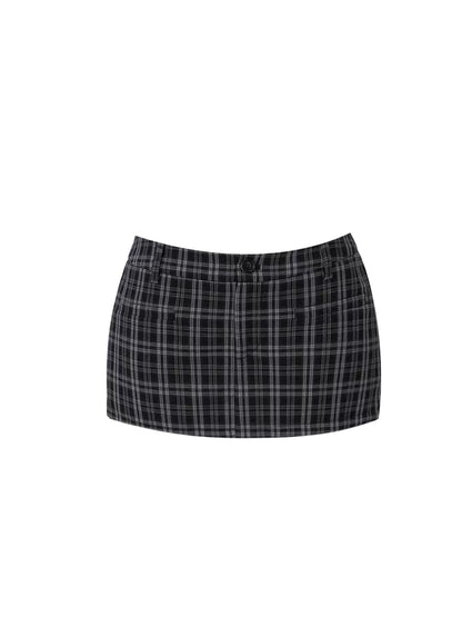 Novelty Knitted V Neck Blouse & Plaid Mini Skirt Chic Long Sleeve 2-Piece Set Bodycon Short Dress AP4176