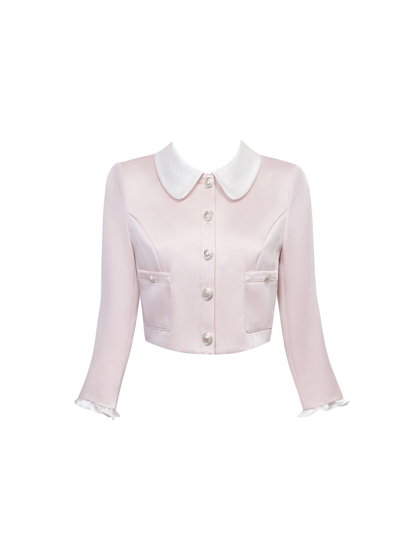 Glittering Jewel Neck 2-Piece Set Ruffles Trim Mini Skirt Attractive Long Sleeve Bodycon Office Outfit Short Dress AP4194