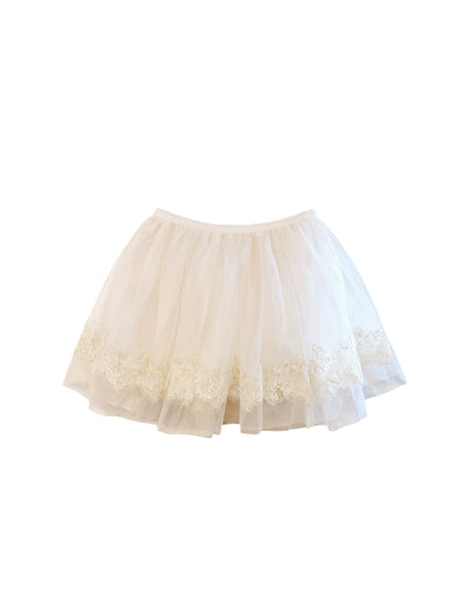Bling Spaghetti Strap Jacquard Bodice Lace Trim Mini Skirt Dreamy A-Line 2-Piece Set Tiered Tulle Short Dress AP4195