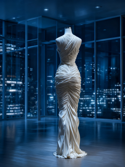 Ornate Sheath Jewel Neck Evening Gowns Sleeveless Pleated Prom Dress AP4223