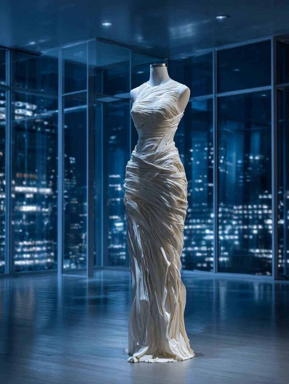 Ornate Sheath Jewel Neck Evening Gowns Sleeveless Pleated Prom Dress AP4223