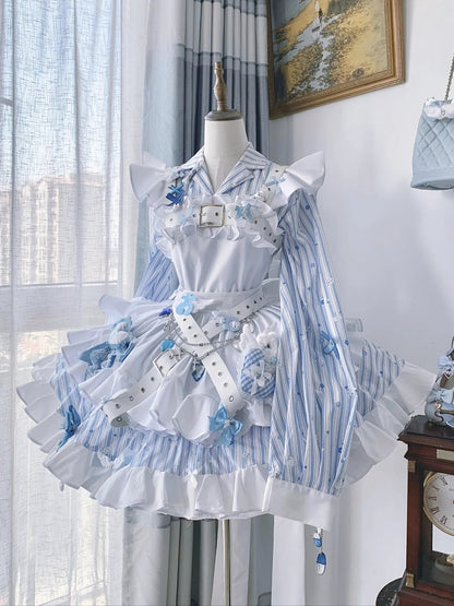 Dramatic A-Line Lapel Neck Birthday Gowns Long Sleeve Bows Belt Sequins Stripe Homecoming Dress AP4243