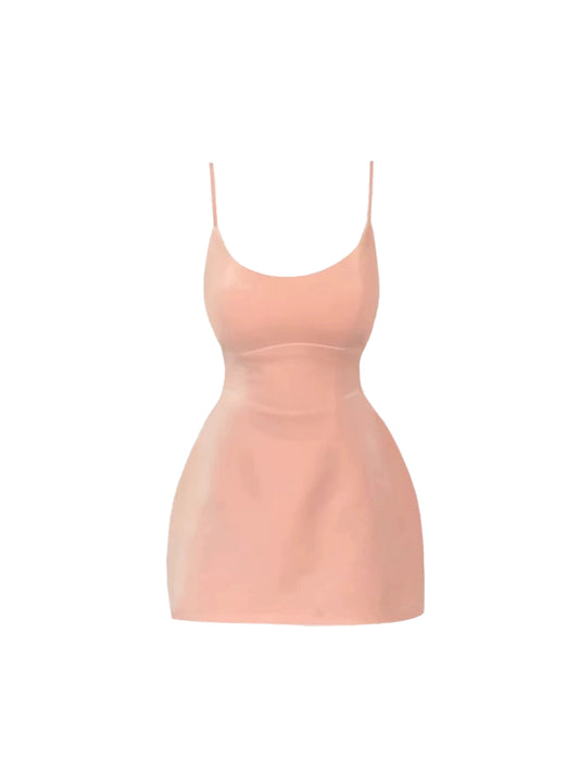 Attractive Spaghetti Strap Mini Skirt Simple Bodycon Pink Short Dress AP4262