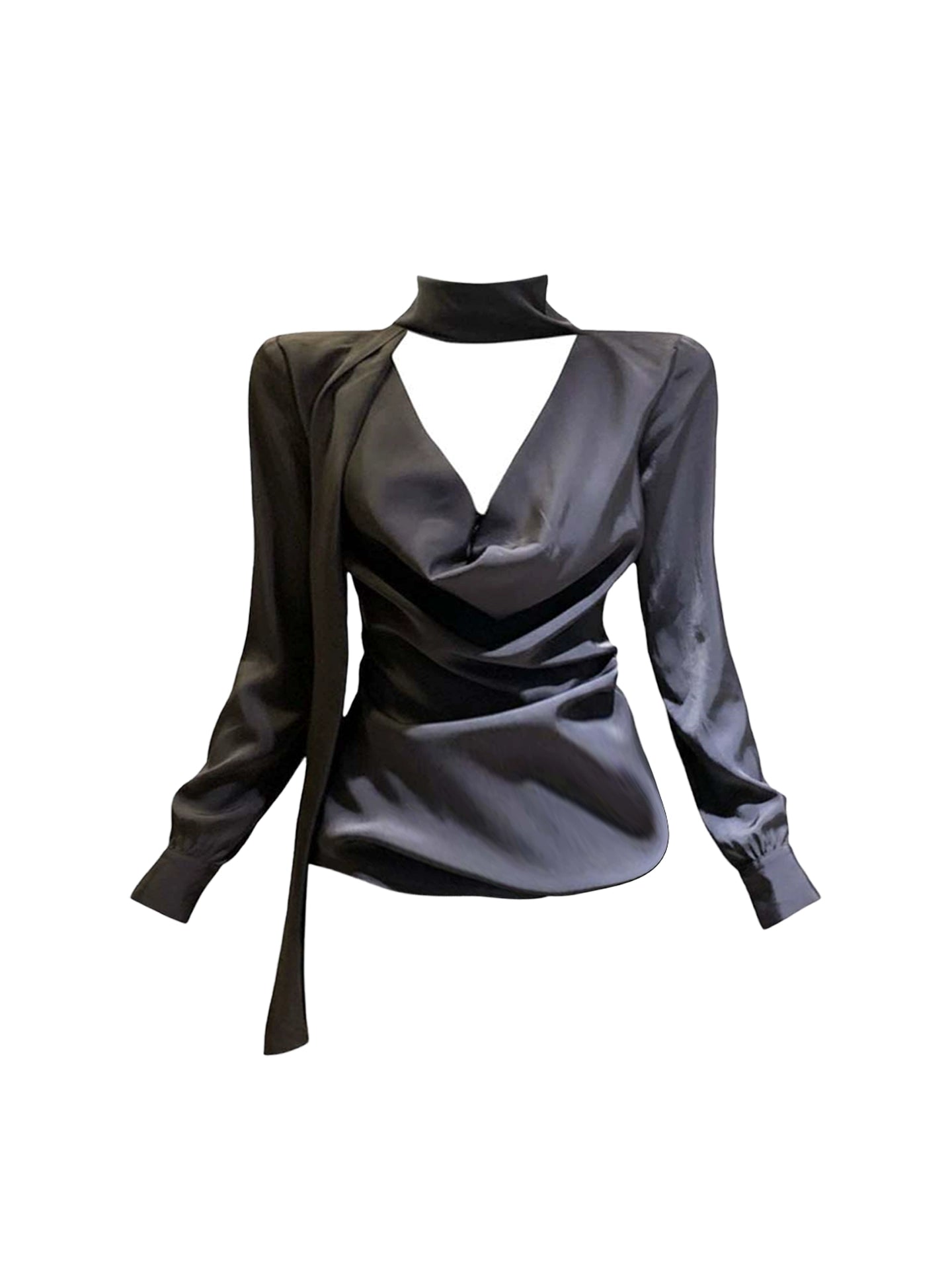 Hottie V Neck Draped Mini Skirt With Sash Sexy Long Sleeve Sequins Fur Trim Bodycon Short Dress AP4271