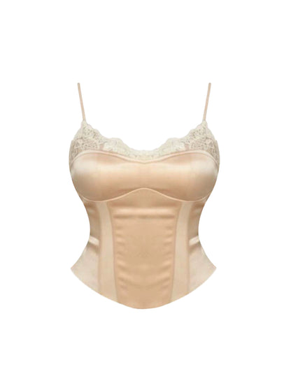 Casual Spaghetti Strap Party Outfit Mini Skirt Vintage Lace Splicing Bodycon Short Dress AP4272