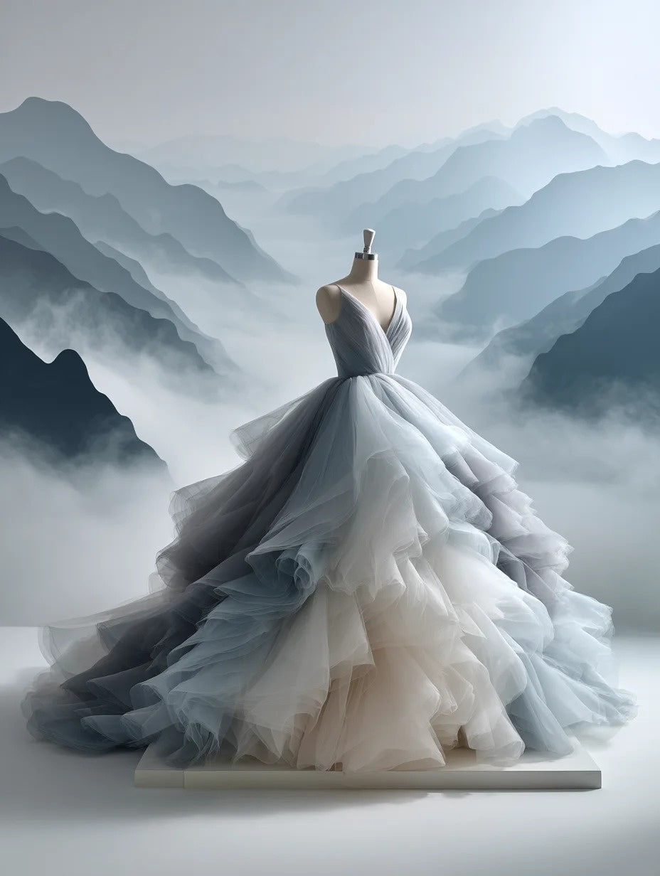 Superb A-Line Spaghetti Strap Evening Dresses Ombre Layered Tulle Prom Dress AP4281