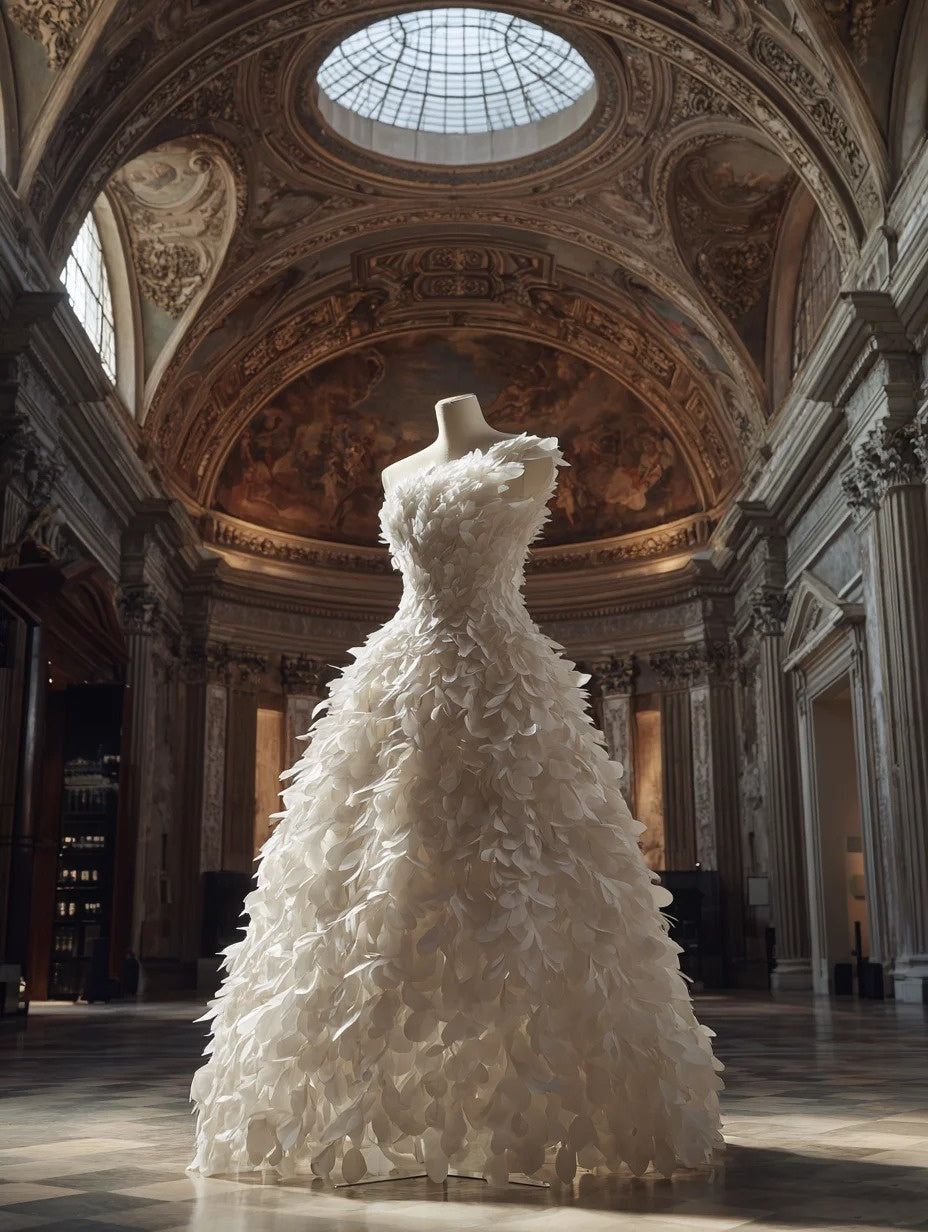 Ornate A-Line One Shoulder Sweet 16th Gowns Petals White Prom Dress AP4289