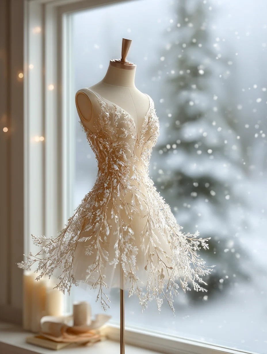 Chic Spaghetti Strap A-Line Birthday Gowns Appliques Sequins Homecoming Dress AP4291