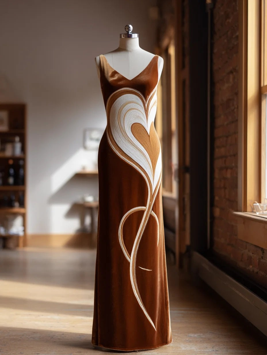 Luxury V Neck Sheath Sweet 16th Dresses Latte Art  Style Velvet Prom Dress AP4294