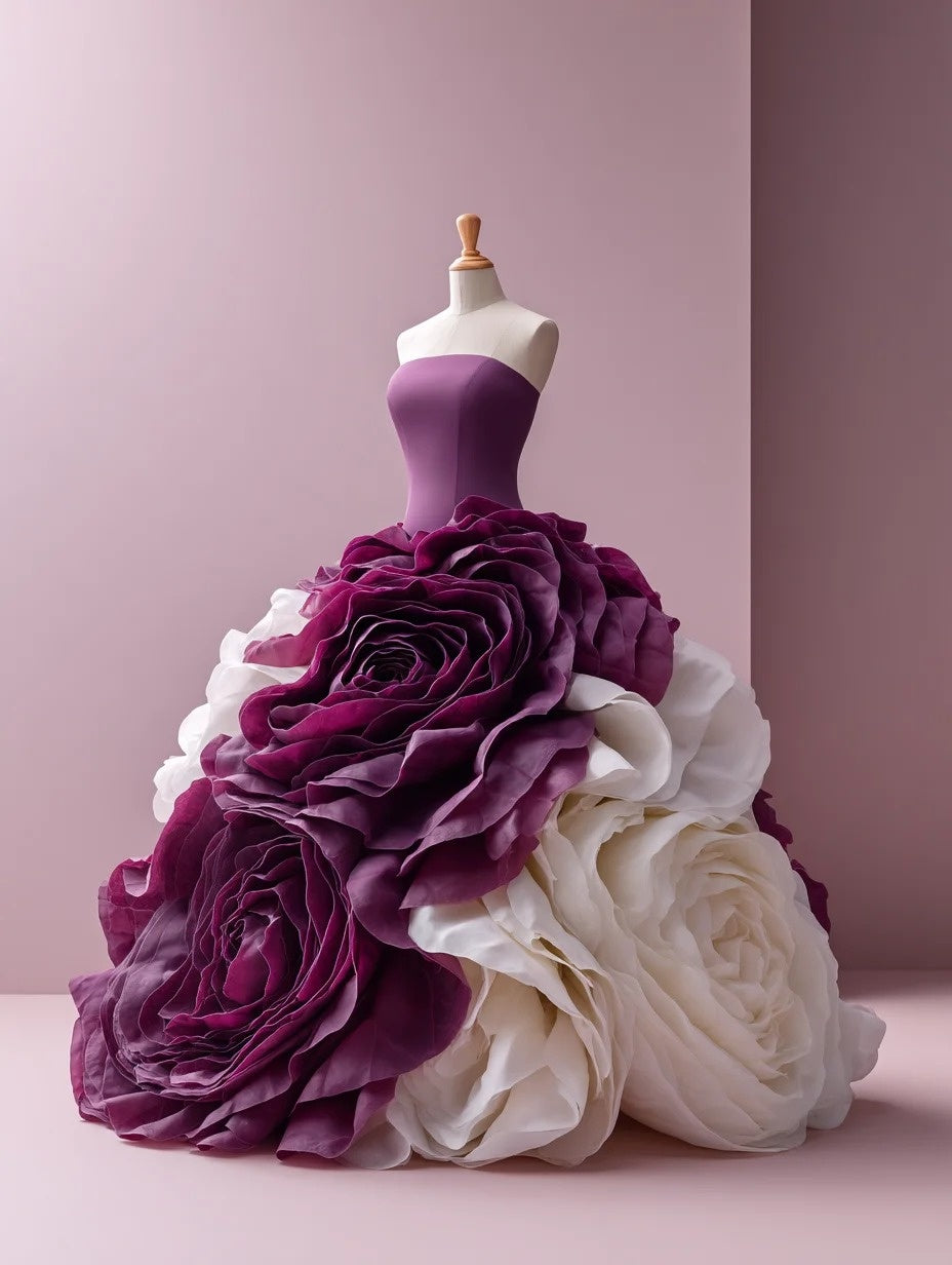 Novelty A-Line Strapless Sweet 16th Gowns Handmade Flowers Prom Dress AP4297