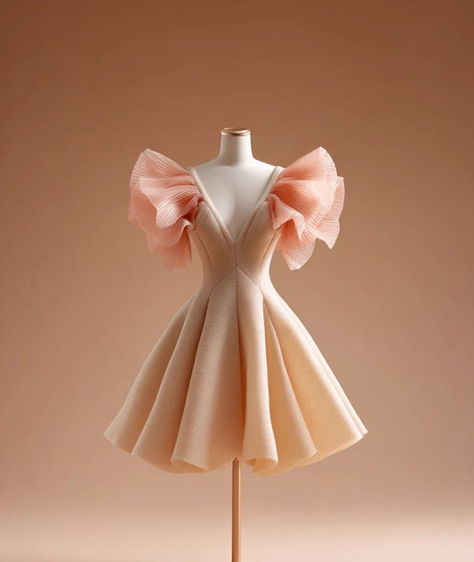 Attractive V Neck A-Line Birthday Dress Splicing Ruffles Tulle Homecoming Dress AP4328