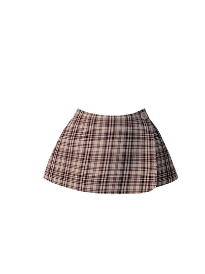 Refined A-Line 2-Piece Set Mini Skirt Vogue Long Sleeve Pink Jacket Plaid Short Dress AP4349