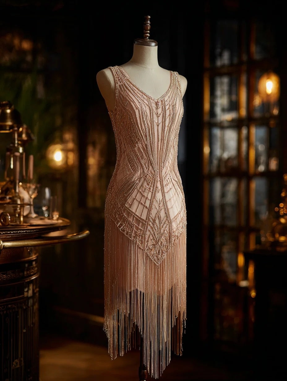 Glittering Sheath Square Neck Birthday Dresses Tassel Beading Homecoming Dress AP4381