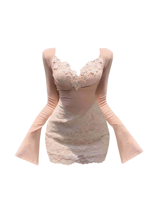 French Style Spaghetti Strap 2-Piece Set Mini Skirt Sexy Sheath Long Sleeve Cape Appliques Lace Trim Short Dress AP4393