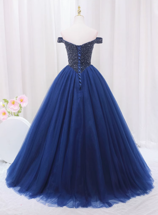 New Tendency Off-Shoulder A-Line Sweet 16th Dresses Chic Sequins Layered Tulle Prom Dress AP4414