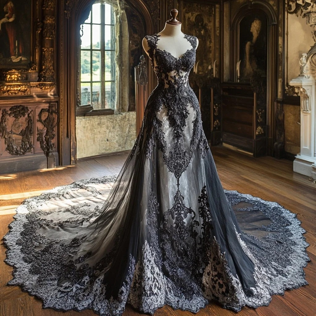 Gothic-Style A-Line Spaghetti Strap Sweet 16th Evening Dresses Sequins  Appliques Tulle Prom Dress AP4416