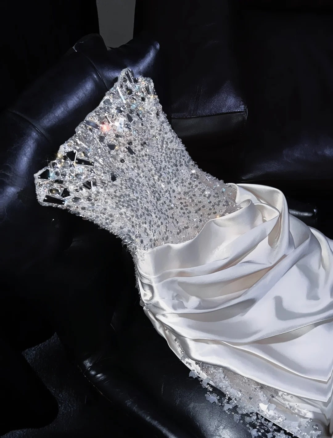 New Tendency Strapless Sweet 16th Mermaid Evening Dresses Sequins Rhinestone Tassel Satin Prom Dress AP4418