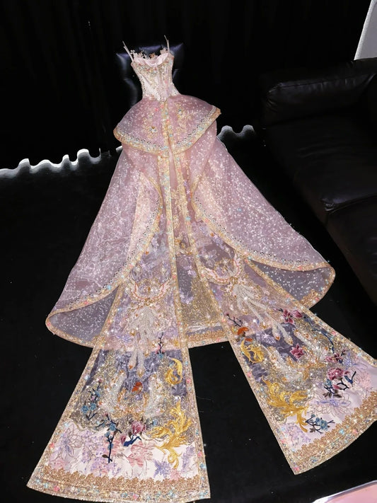Avant-Garde Strapless Sheath Sweet 16th Dresses Beading Handmade Flowers Sequins Embroidery Prom Dress AP4433