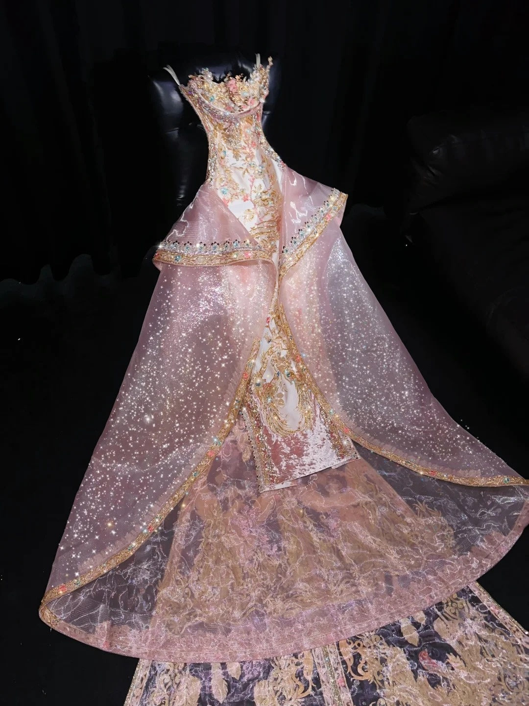 Avant-Garde Strapless Sheath Sweet 16th Dresses Beading Handmade Flowers Sequins Embroidery Prom Dress AP4433