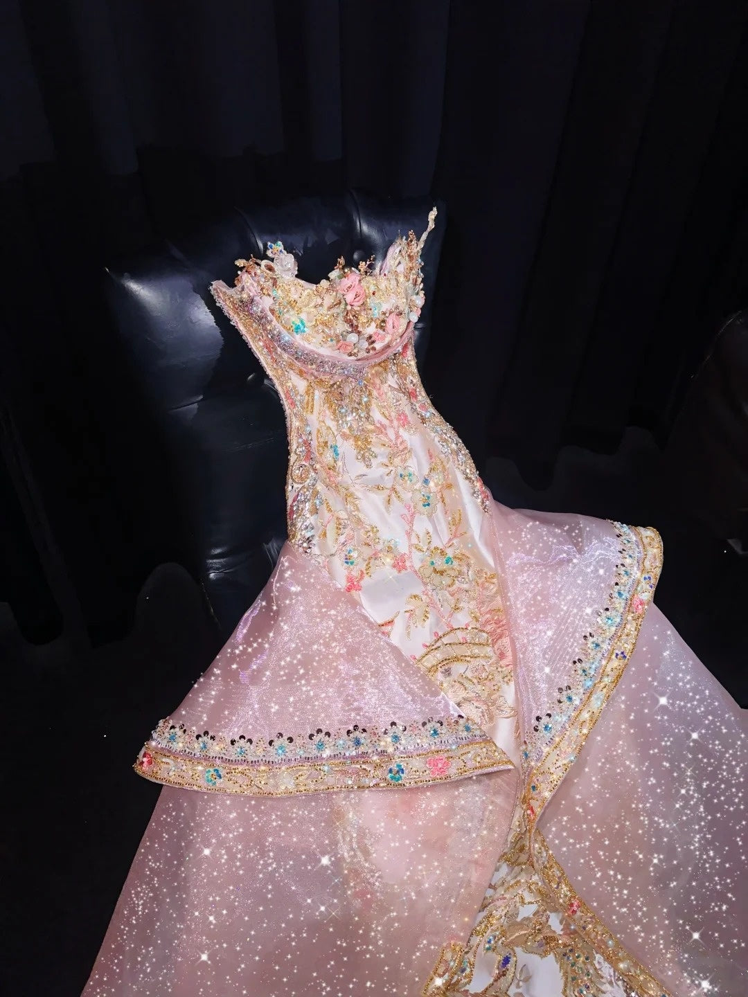 Avant-Garde Strapless Sheath Sweet 16th Dresses Beading Handmade Flowers Sequins Embroidery Prom Dress AP4433
