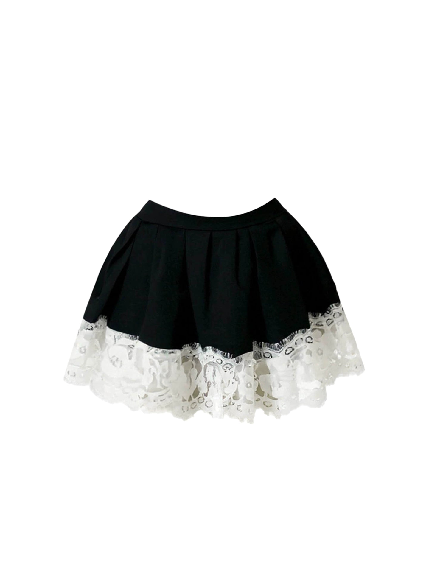Graceful A-Line Lace Hem 2-Piece Set Mini Skirt Hottie Outfit Lapel Neck Short Sleeve Short Dress AP4442