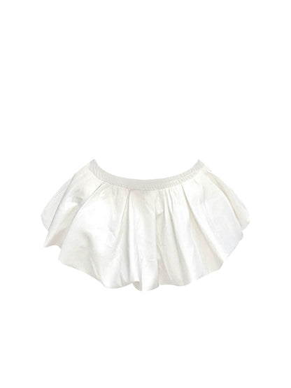 Ethereal Strapless 2-Piece Set Splicing Lace Mini Skirt Fantastic Lace-Up A-Line White Short Dress AP4455