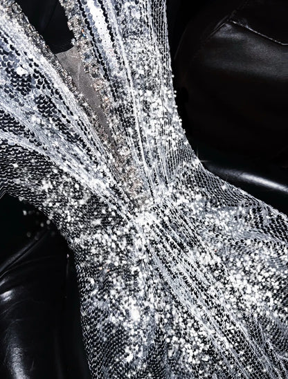 Stunning Mermaid Halter Neck Formal Dresses Sparkly Sequins Rhinestones Prom Dress AP4459