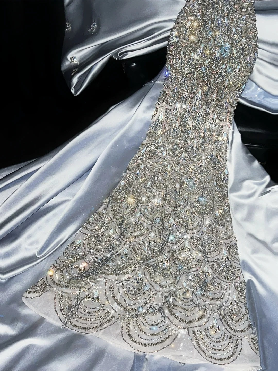 Sheen Strapless Sweet 16th Mermaid Evening Dresses Unique Beading Rhinestones Sequins Prom Dress AP4460