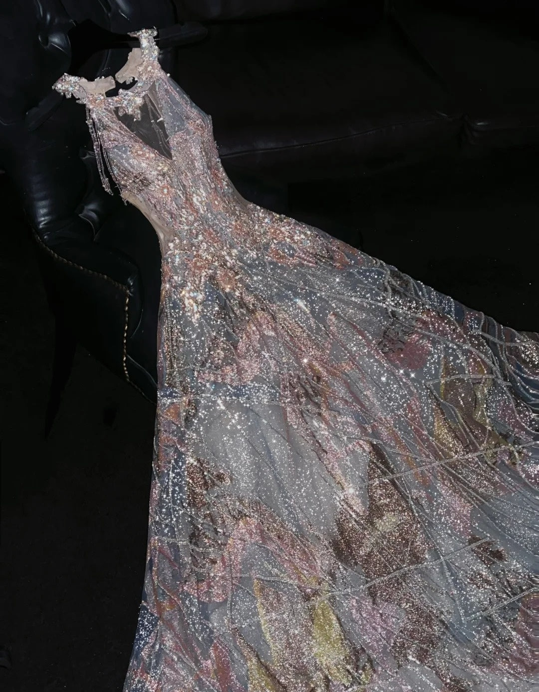Dopamine Style Halter Neck Splicing Tulle A-Line Sweet 16 Gowns Amazing Sequins Beading Rhinestones Prom Dress AP4464