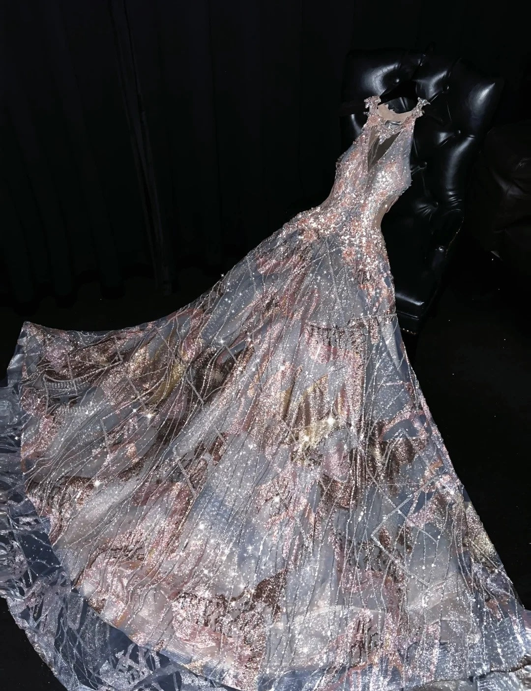 Dopamine Style Halter Neck Splicing Tulle A-Line Sweet 16 Gowns Amazing Sequins Beading Rhinestones Prom Dress AP4464