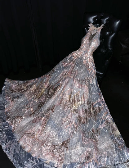 Dopamine Style Halter Neck Splicing Tulle A-Line Sweet 16 Gowns Amazing Sequins Beading Rhinestones Prom Dress AP4464