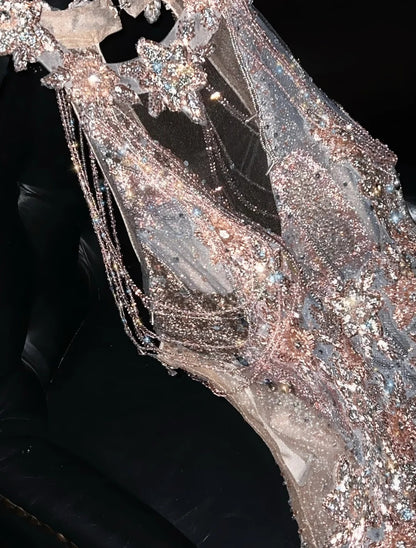 Dopamine Style Halter Neck Splicing Tulle A-Line Sweet 16 Gowns Amazing Sequins Beading Rhinestones Prom Dress AP4464
