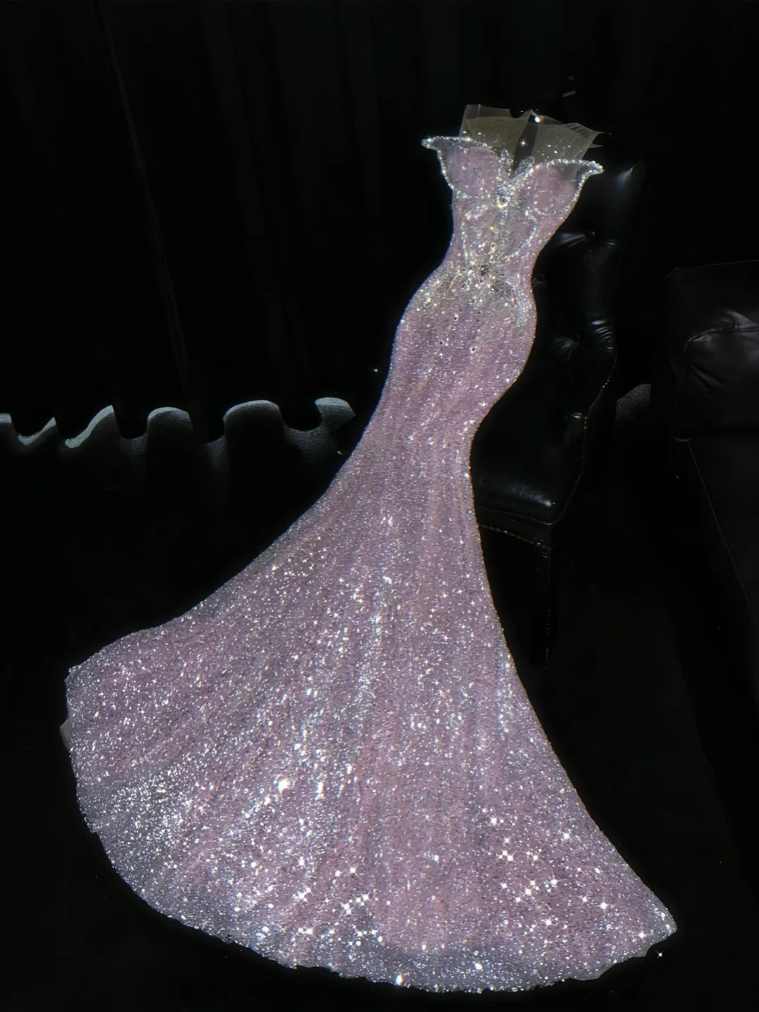 Charming Illusion Neck Sweet 16th Mermaid Dresses Rhinestones Sequins Beading Pink Prom Dress AP4465