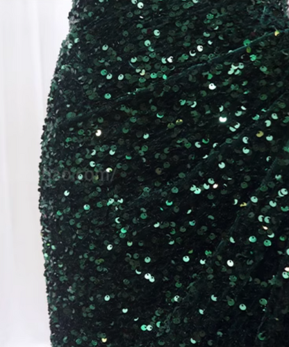 Playful One Shoulder Sheath High-Slit Sweet 16th Dresses Feather Sequins Prom Dress AP4471