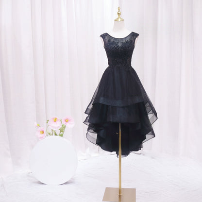 Sexy Jewel Neck Black A-Line Birthday Dresses Sequins Appliques Lace Homecoming Dress AP4477