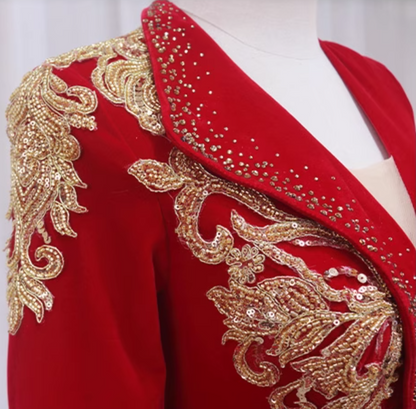 Enticing A-Line V Neck Formal Gowns Long Sleeve Backless Sequins Appliques Prom Dress AP4506