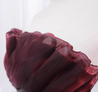 Elegant A-Line Red Strapless Sweet 16th Evening Dresses Bow Pleated Tulle Prom Dress AP4517