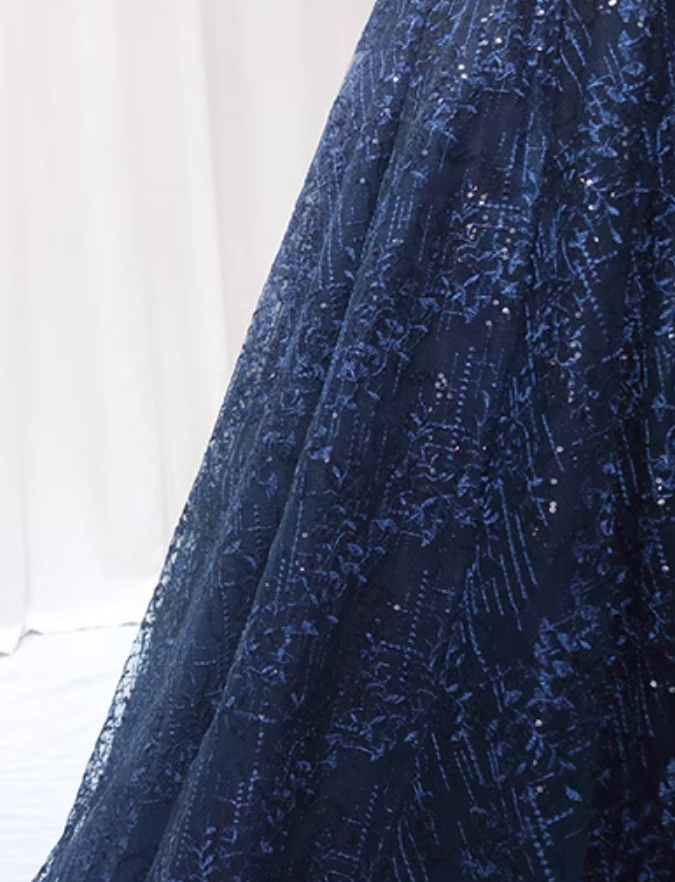 Fantastic A-Line Off-Shoulder Sweet 16th Gowns Sequins Beading Textured Tulle Prom Dress AP4519