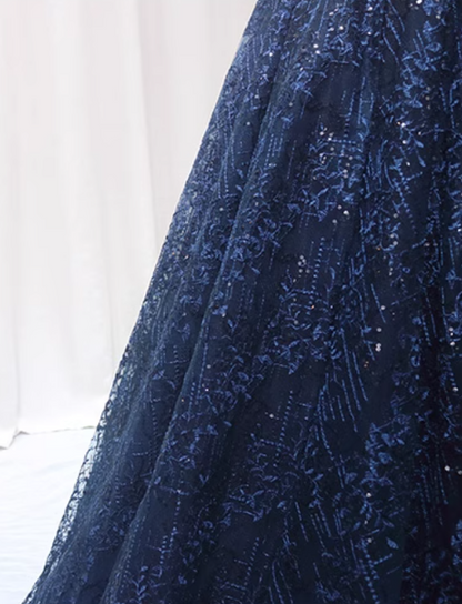 Fantastic A-Line Off-Shoulder Sweet 16th Gowns Sequins Beading Textured Tulle Prom Dress AP4519