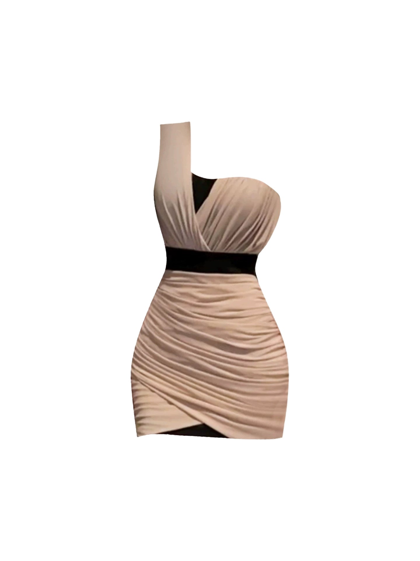 Dramatic Bodycon One-Shoulder Mini Dress Parties & Dates Outfit Pleated Cinched-Waist Short Dress AP4531