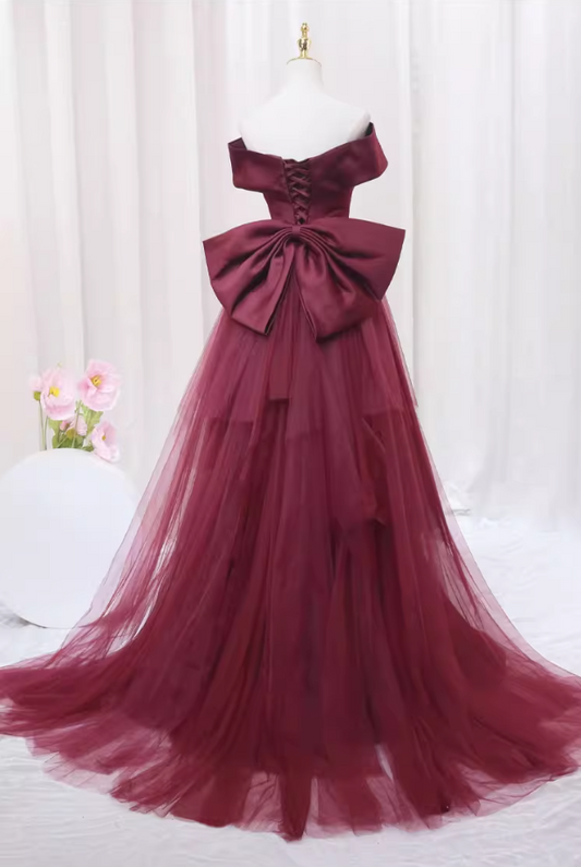 Attractive Mermaid Off-Shoulder Sweet 16th Gowns Red Pleated Prom Dress AP4548