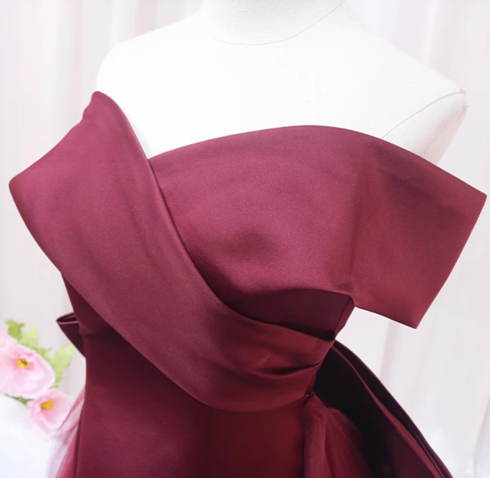 Attractive Mermaid Off-Shoulder Sweet 16th Gowns Red Pleated Prom Dress AP4548