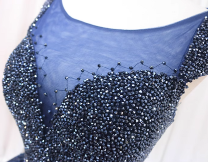 Vogue A-Line Boat Neck Sweet 16th Gowns Sequins Short Sleeve Beads Backless Tulle Prom Dress AP4550